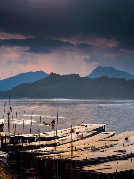 Barcos Turísticos Río Mekong Luang Prabang Laos — Foto de Stock
