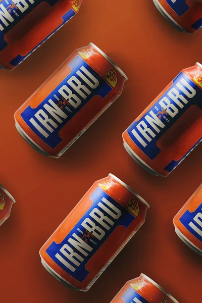 Irn Bru İçecek Kutusu. Ürün Fotoğrafçılığı. Düz Yat
