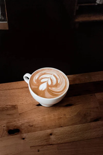 Secangkir Kopi Dengan Latte Art Kafe — Stok Foto