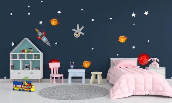 Интерьер детской спальни, 3D рендеринг — стоковое фото