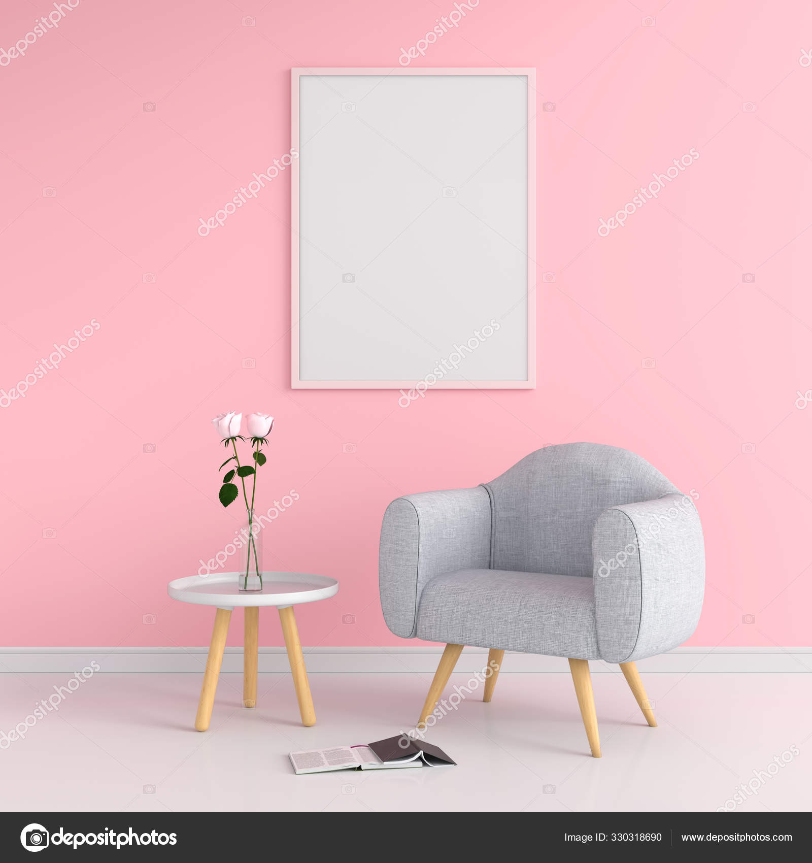 Download Bingkai Foto Kosong Untuk Mockup Di Dinding Konsep Valentine Stok Foto C Wuttichaijanglab 330318690 PSD Mockup Templates
