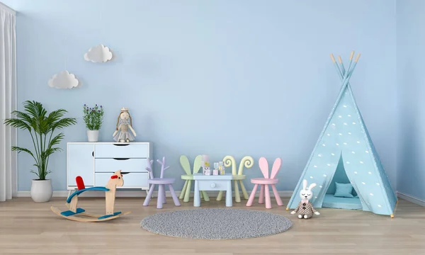 Тіпі в синьому інтер'єрі дитячої кімнати для маскування — стокове фото