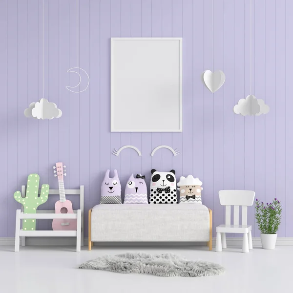 Cadre Photo Vierge Pour Maquette Dans Chambre Enfant Rendu — Photo