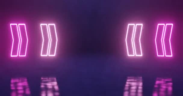 3d render. Magenta flashing arrows, zoom in video. — Stock Footage Render Magenta Flashing Arrows Zoom Video Video Clip