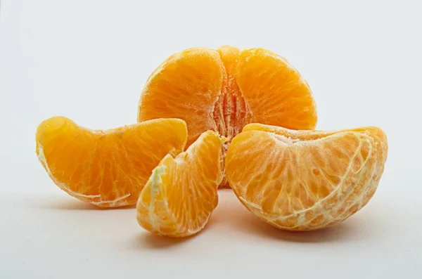 Fresh Tangerines White Background Studio Shot — 스톡 사진