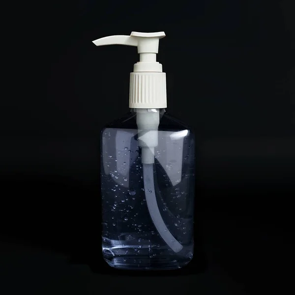Sanitizer Gel Flasche Auf Schwarzem Hintergrund Illustration — Stockfoto