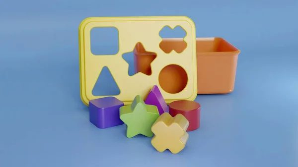 Färgglada Geometri Leksak Låda Barnen Leker Illustration — Stockfoto