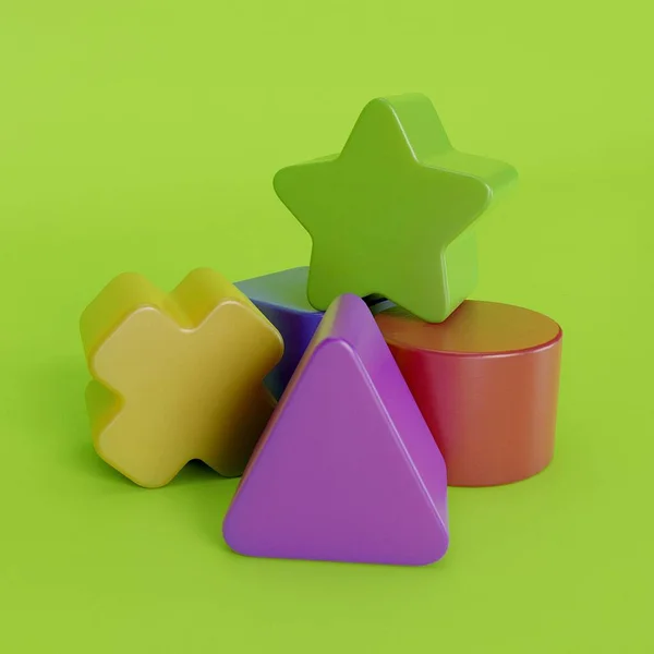 Blocs Jouets Géométriques Colorés Jeu Enfants Illustration — Photo