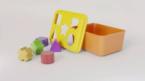Πολύχρωμο Κουτί Παιχνιδιών Γεωμετρίας Παιδικό Παιχνίδι Απεικόνιση — Φωτογραφία Αρχείου