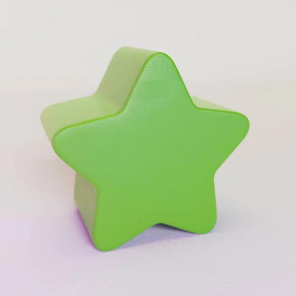 Grön Plast Stjärna Form Leksak Block Vit Bakgrund Illustration — Stockfoto