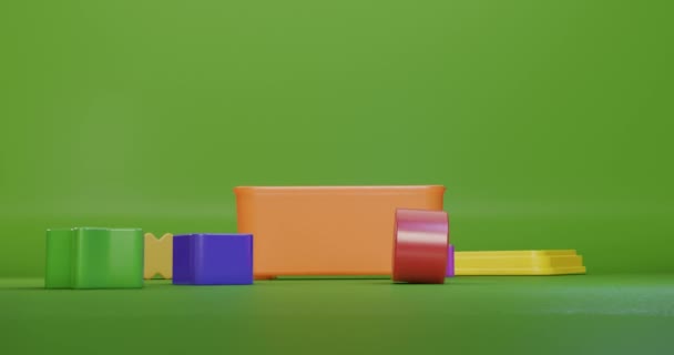 Bloki Kształtu Geometrii Nagle Wydostają Się Pudełka Zabawki Animacja — Wideo stockowe
