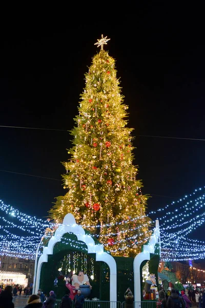 Kyiv Ukraine December 2019 Christmas Decorations Garlands Sophia Square Kiev — Stock Photo, Image