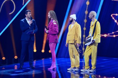 Kyiv, Ukrayna - 08 Şubat 2020: Ukrayna 'dan Eurovision-2020 ulusal seçimleri sırasında grup O