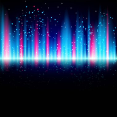 Parlak mavi ve kırmızı arka plan ile parçacıklar