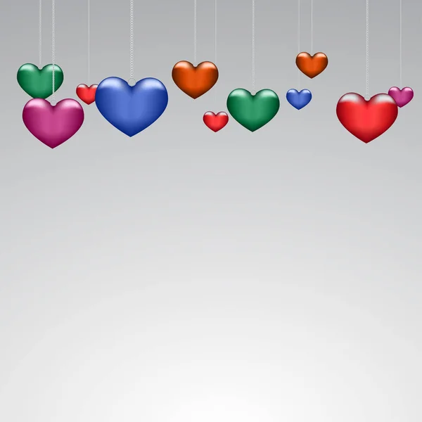 Fond beaux coeurs multicolores sur papier — Image vectorielle