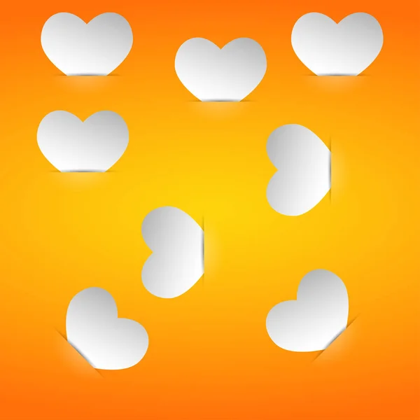 Cartes de Saint-Valentin dans les poches sur fond orange — Image vectorielle