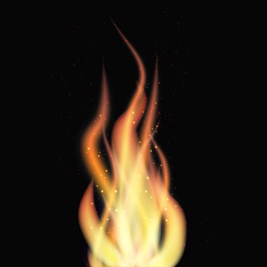 Siyah arka plan üzerine parçacıkları ile alev