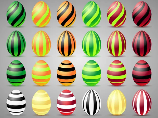 Иконки пасхальных яиц с линиями. Яйца на пасхальные праздники — стоковый вектор
