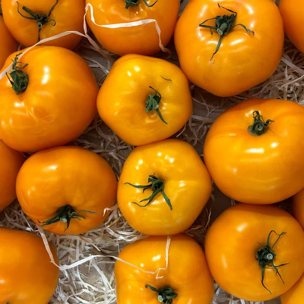 Macro Foto Vegetal Tomates Amarelos Foto Stock Frutas Vegetais Tomate — Fotografia de Stock