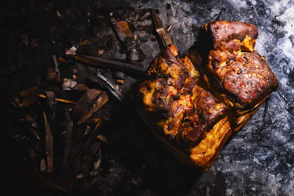 Smoked meat on brazier — Stock Photo, Image