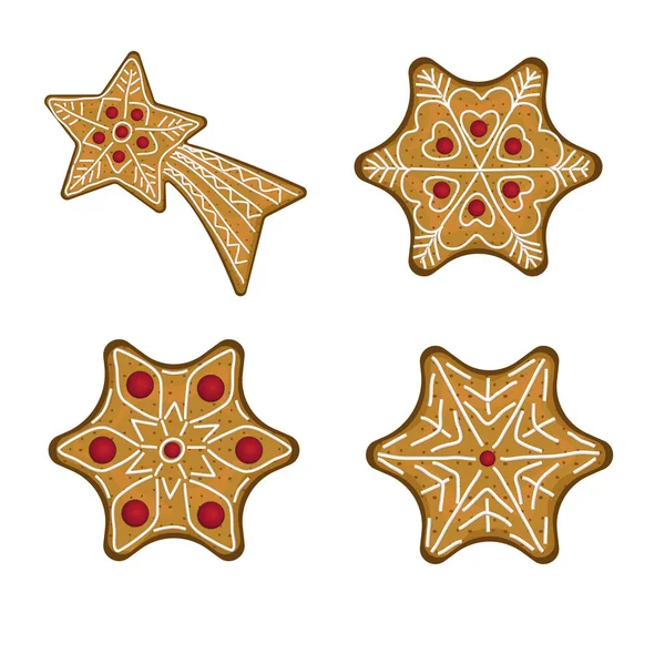Pain d'épice, sous la forme d'étoiles de Noël — Image vectorielle