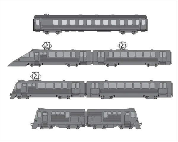 Zestaw ilustracji na temat kolei pasażerskich — Wektor stockowy