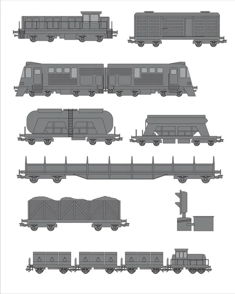 Zestaw Ilustracji Temat Jazda Koleją — Wektor stockowy