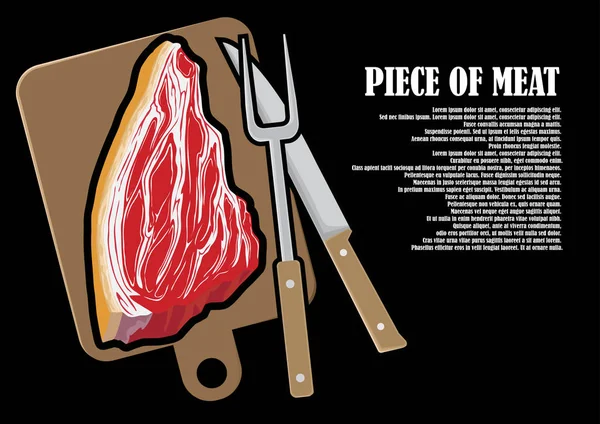 Un pedazo de carne fresca tendida sobre una mesa — Vector de stock