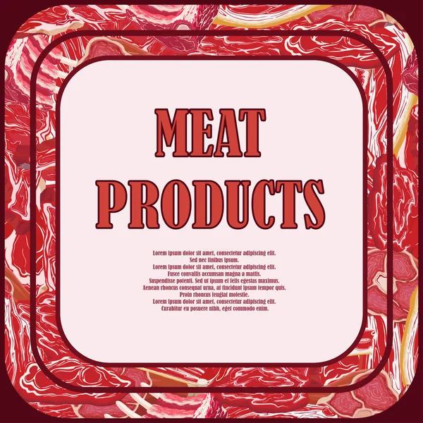 Meat products drawn in the form of a frame — Stock Vector