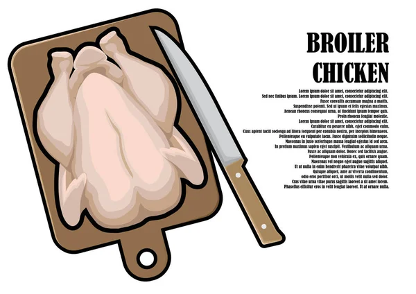 Kycklingkött på köksbordet — Stock vektor