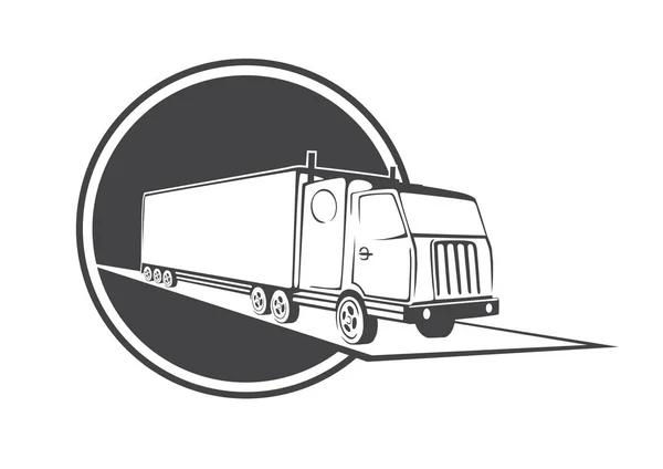 Ilustração de um caminhão desenhado sob a forma de um sinal — Vetor de Stock