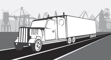 Endüstriyel bir manzara bir arka plan üzerinde kamyon