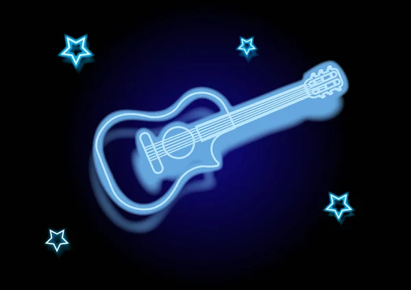 Illustration, guitar in neon light — Stock Vector