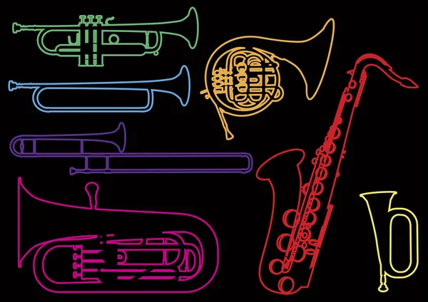 Série Illustrations Instruments Musique Vent — Image vectorielle