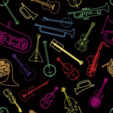 Müzik aletleri bir desende dekore edilmiştir.