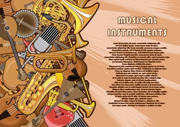 Instruments de musique peints sur une affiche — Image vectorielle