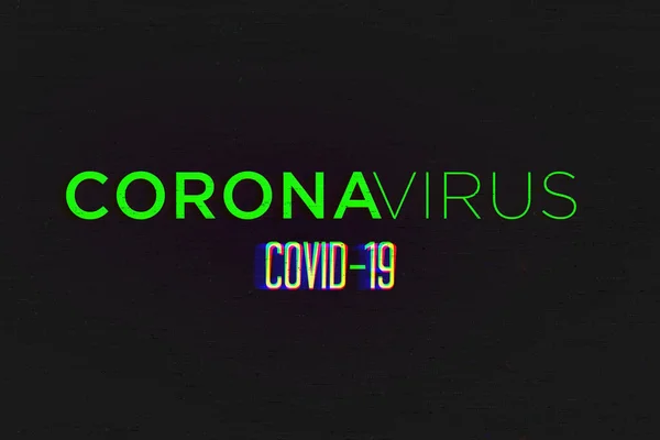 Corona Virus Giltch Чорному Тлі Всесвітня Організація Охорони Здоров Вооз — стокове фото