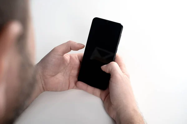 Man Använder Appar Mobil Pekskärm Smartphone Koncept För Att Använda — Stockfoto