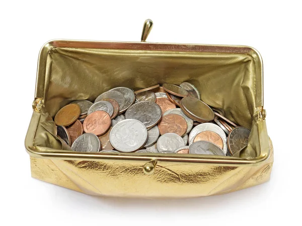 Opened coin purse overhead with shadow — Stock Photo, Image