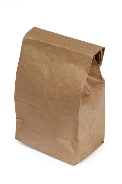 Simple Brown Bag With Shadow on White — Stock Photo, Image