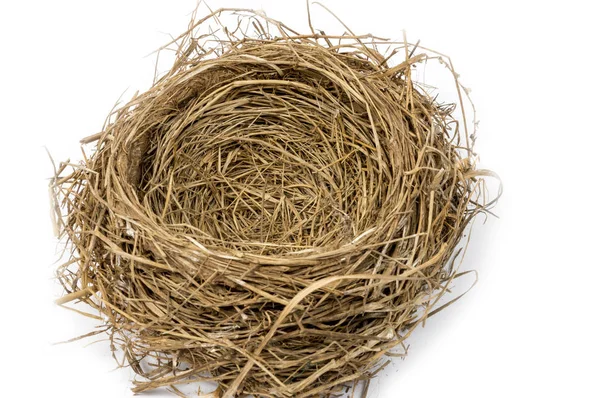 Lege vogel Nest op witte achtergrond met schaduw — Stockfoto