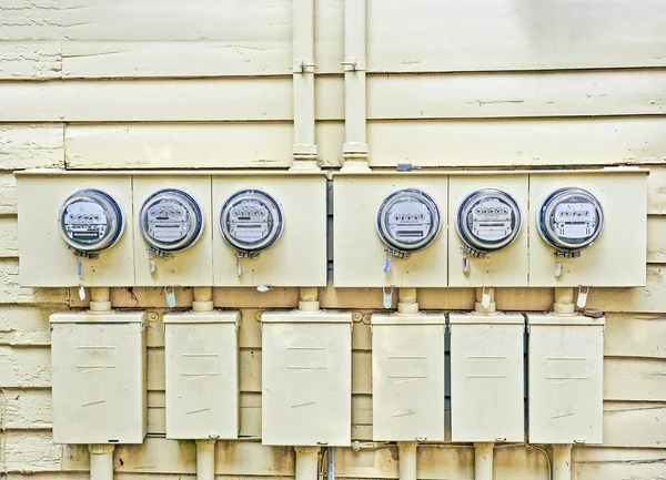 Electricity Meters on Family Residential Structure — 스톡 사진