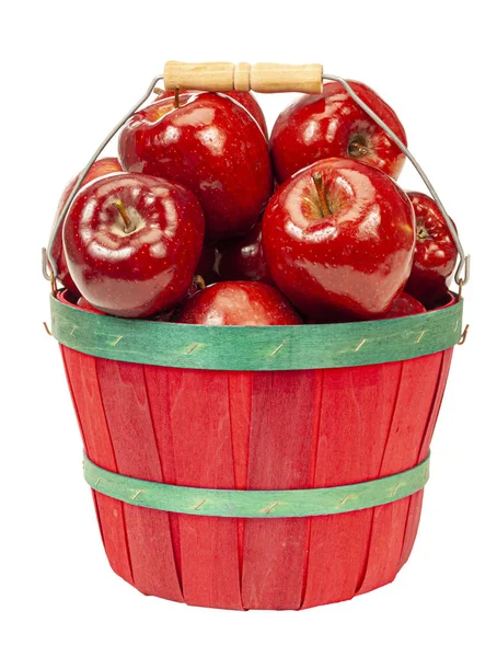 Bushel Basket Full of Red Delicious Apples Isolated On White — Stock Photo, Image