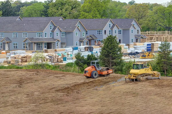 Poziome Ujęcie Kompleksu Apartamentowego Budowie — Zdjęcie stockowe