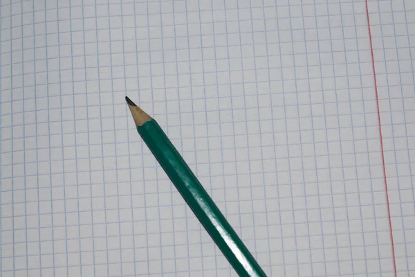School Background Checkered Copybook Sheet Ruler Pencil September Design — Stockfoto