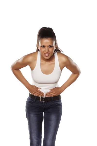 胃の痛みを持つ女性 — ストック写真