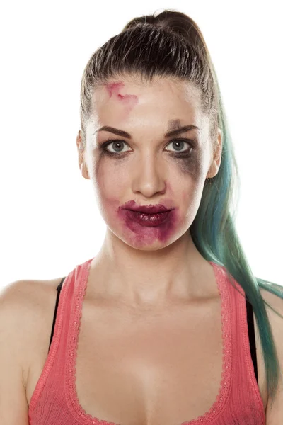 Mulher com maquiagem manchada — Fotografia de Stock