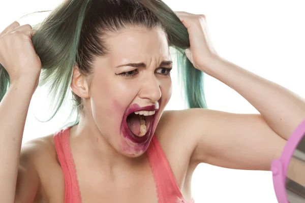 Frightened young woman — Stock Photo, Image