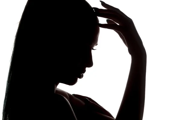 Profilo silhouette di una donna — Foto Stock