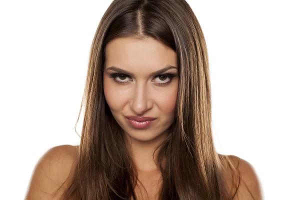 懐疑的な表情を持つ女性 — ストック写真
